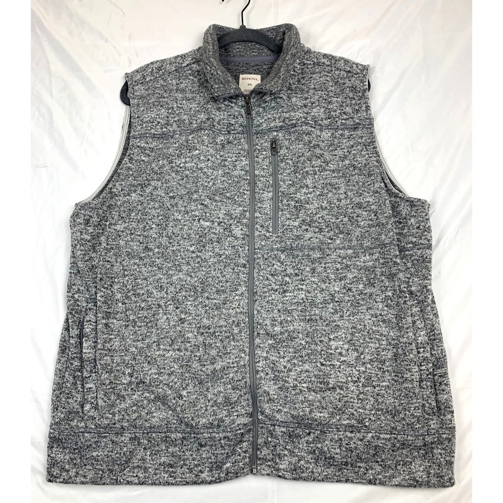 Merona Men's Gray Zip Vest XXL‎ Stand-Up Collar Zipped Pockets EUC